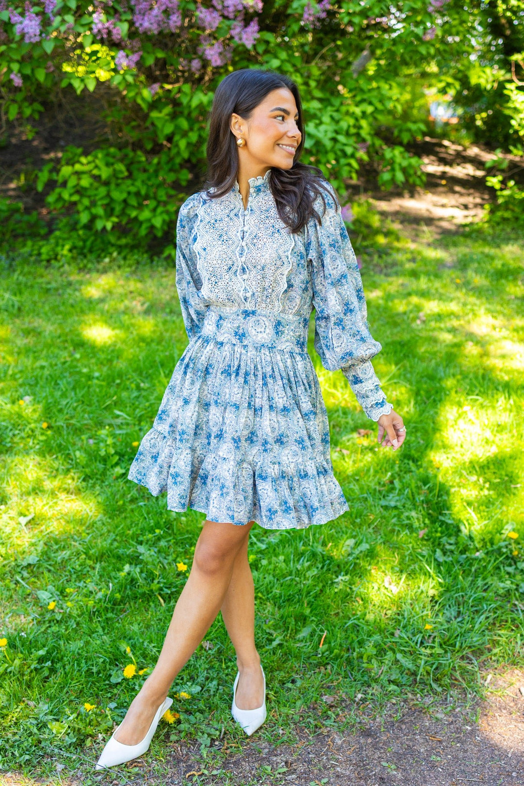 Cotton Slub Mini Dress Blue Paisley | Kjoler | Smuk