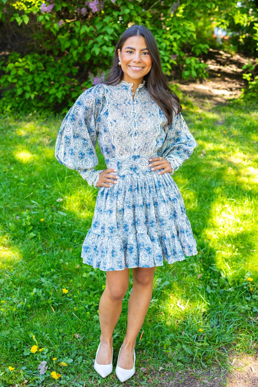 Cotton Slub Mini Dress Blue Paisley | Kjoler | Smuk