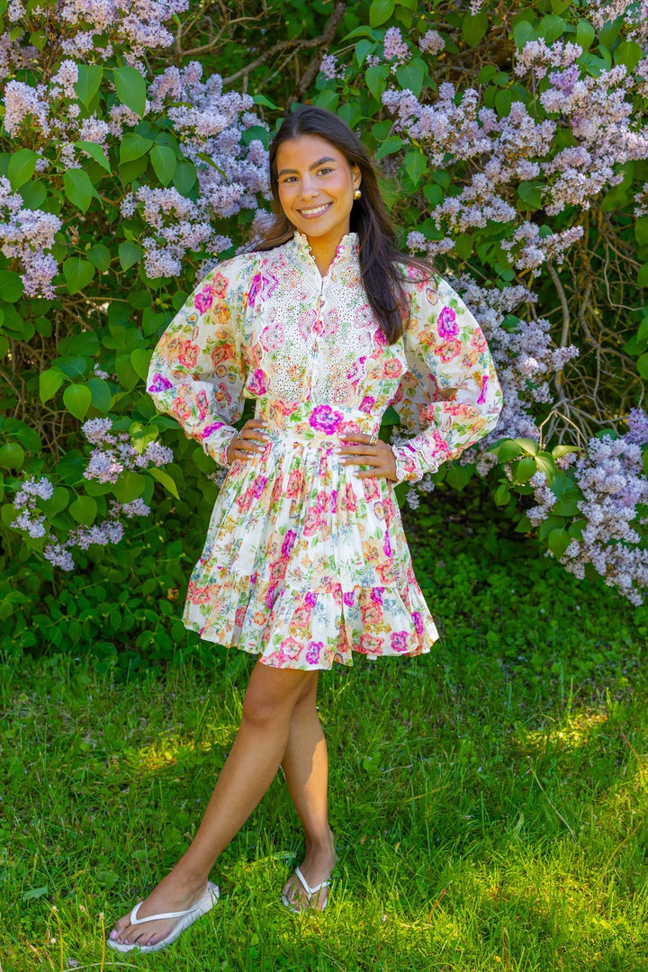 Cotton Slub Mini Dress Flora | Kjoler | Smuk