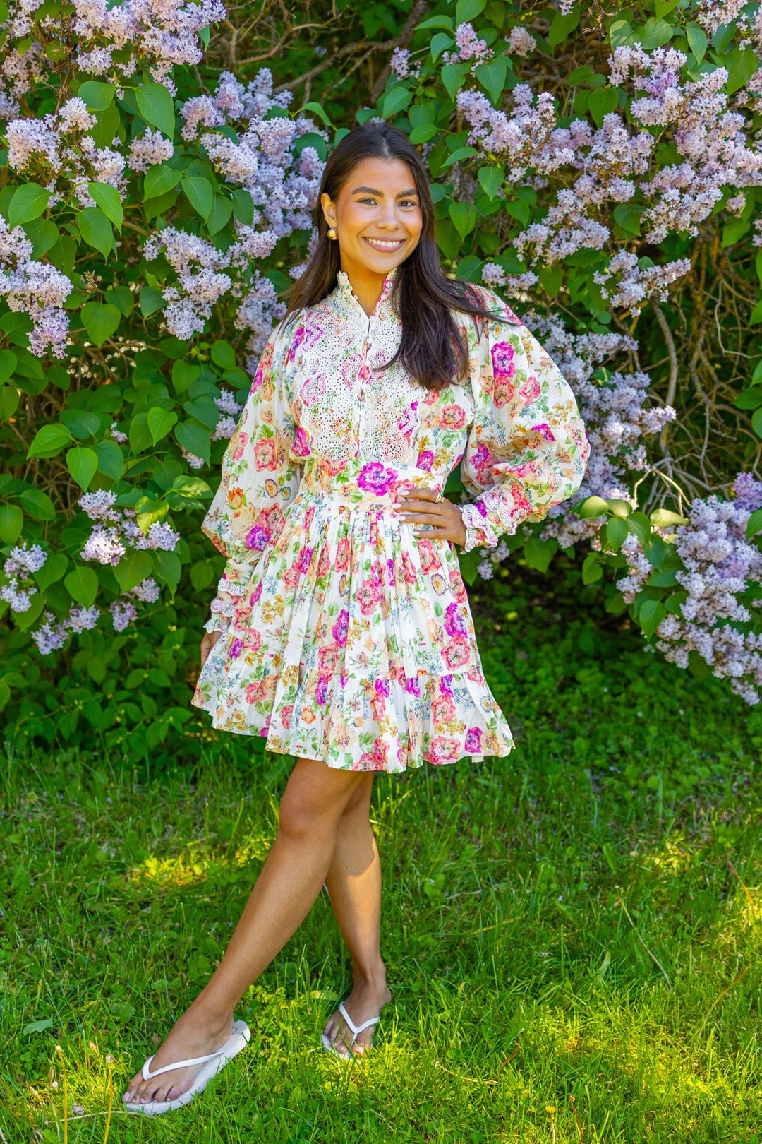 Cotton Slub Mini Dress Flora | Kjoler | Smuk
