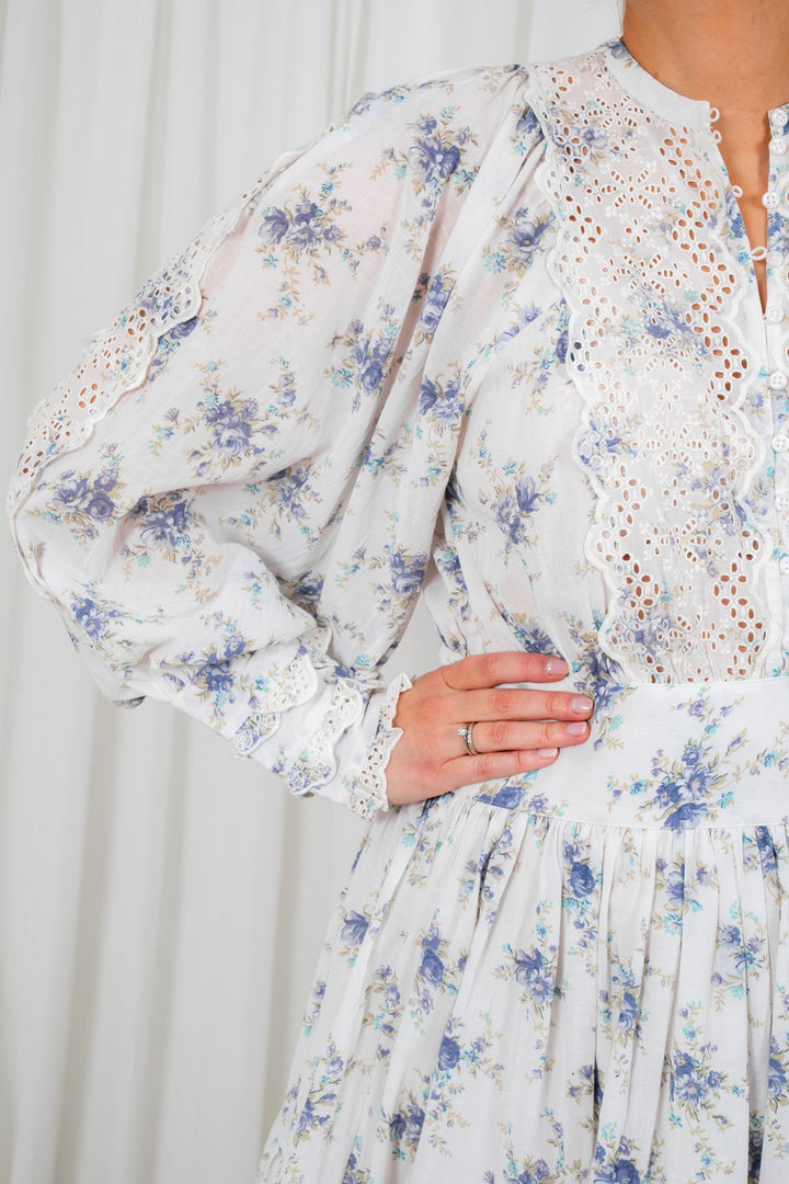 Cotton Slub Mini Dress Flower Buds | Kjoler | Smuk - Dameklær på nett
