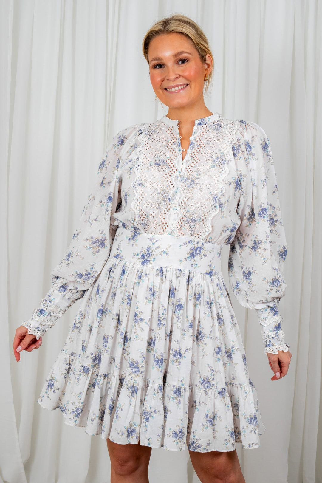 Cotton Slub Mini Dress Flower Buds | Kjoler | Smuk - Dameklær på nett