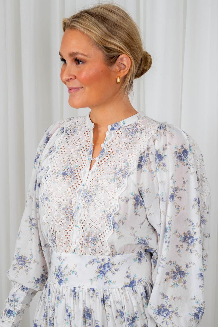Cotton Slub Mini Dress Flower Buds | Kjoler | Smuk - Dameklær på nett