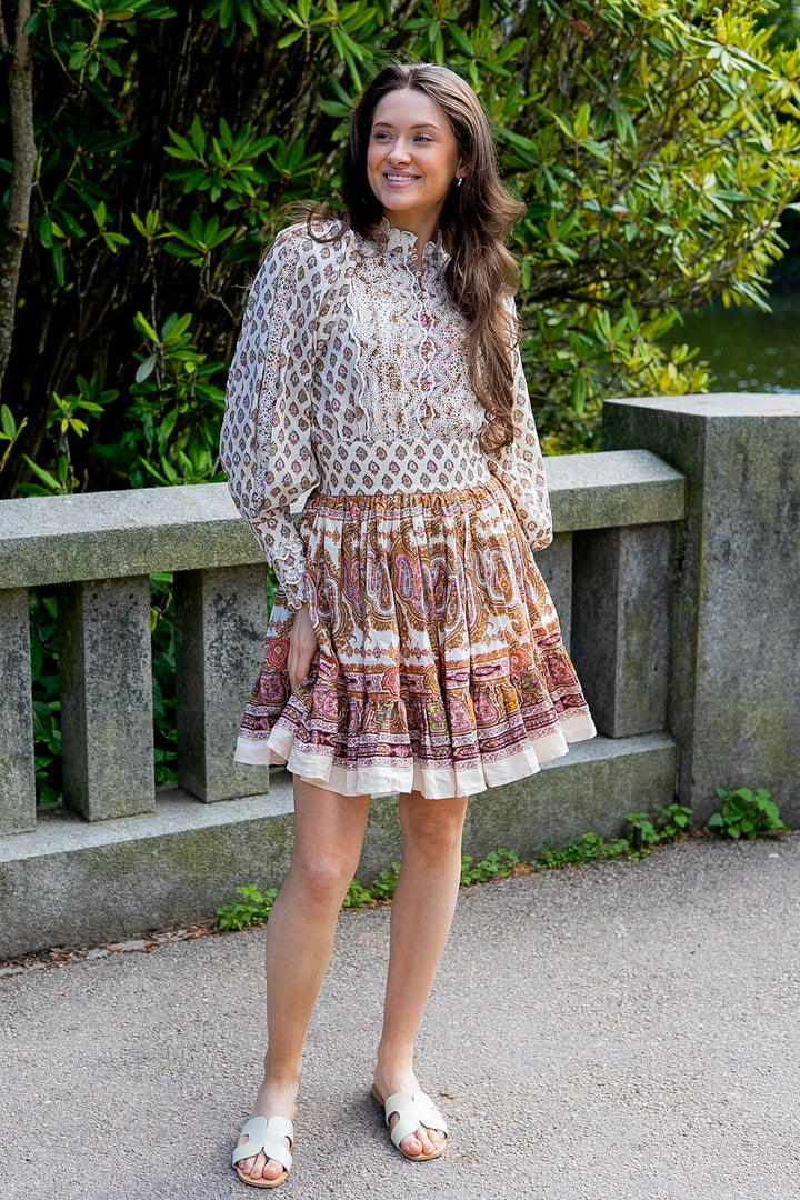 Cotton Slub Mini Dress Paisley | Kjoler | Smuk - Dameklær på nett