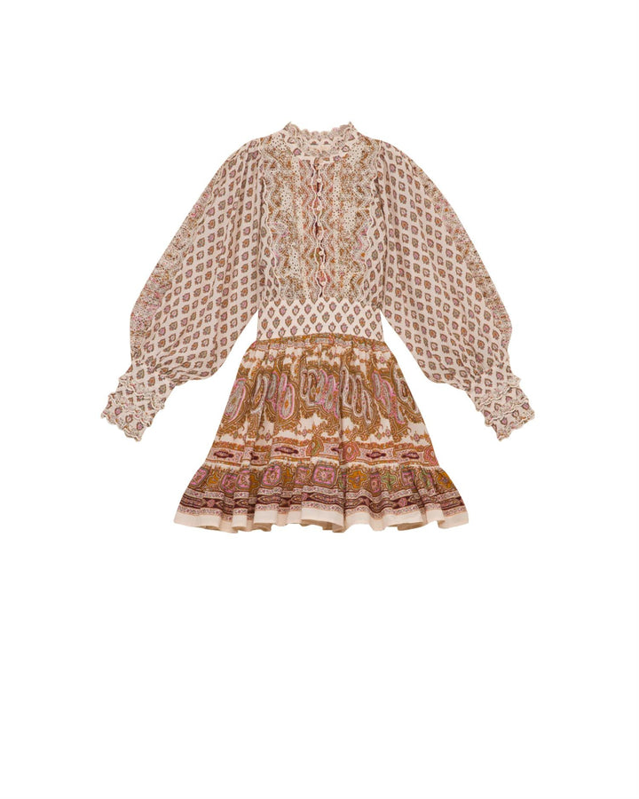 Cotton Slub Mini Dress Paisley | Kjoler | Smuk - Dameklær på nett