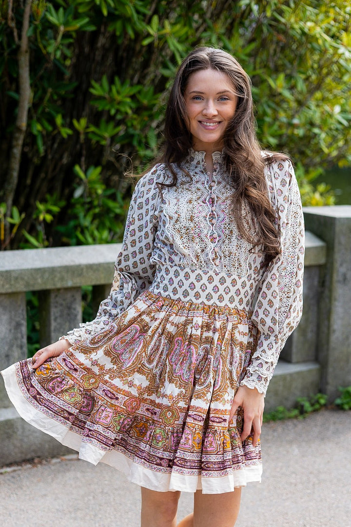 Cotton Slub Mini Dress Paisley | Kjoler | Smuk - Dameklær på nett