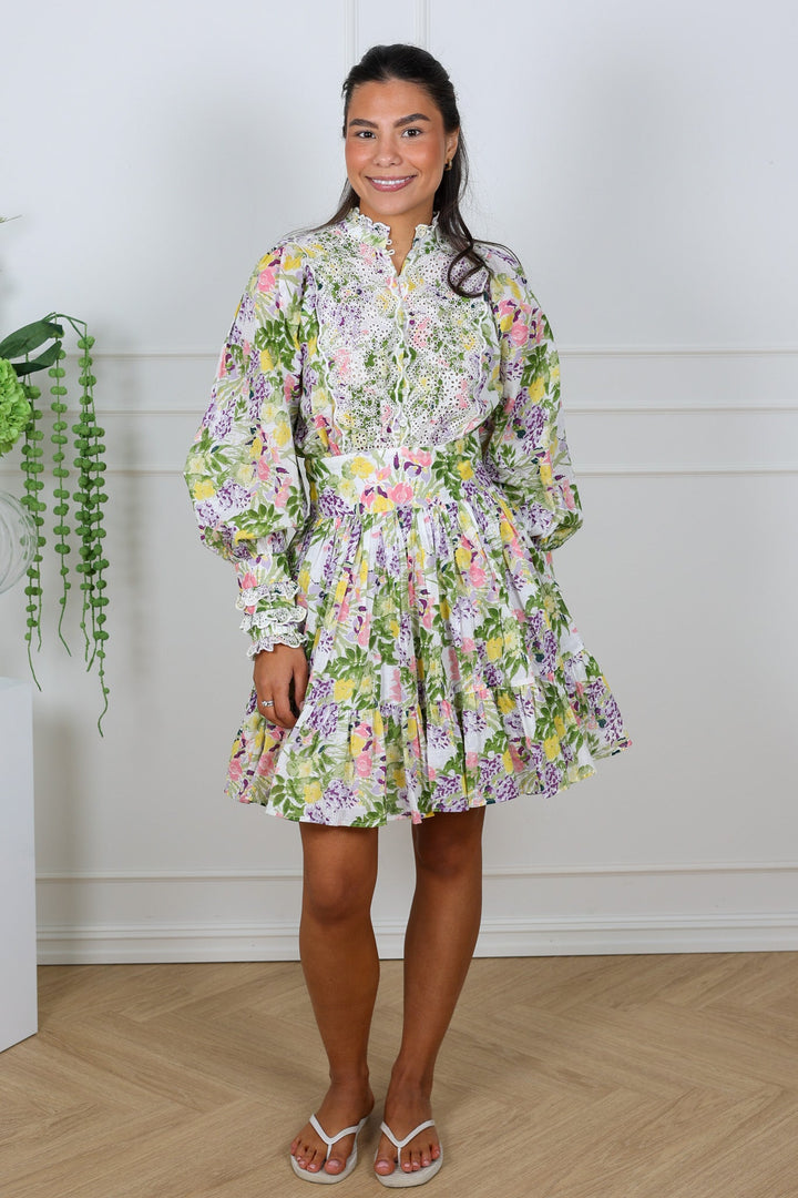 Cotton Slub Mini Dress Summer Lilacs | Kjoler | Smuk