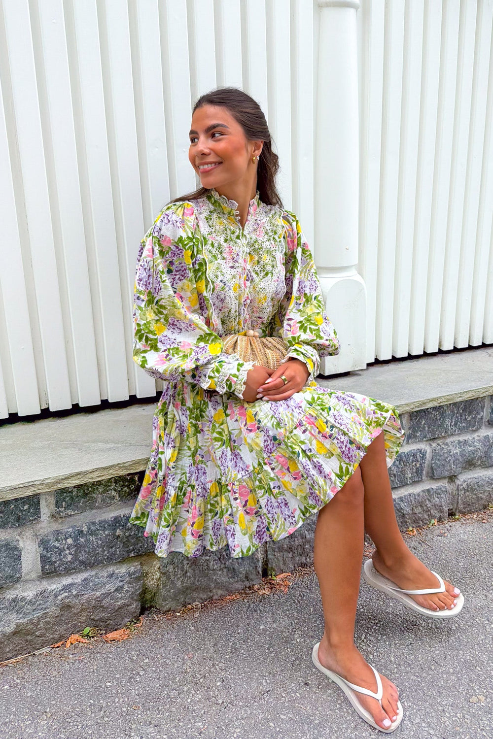 Cotton Slub Mini Dress Summer Lilacs | Kjoler | Smuk