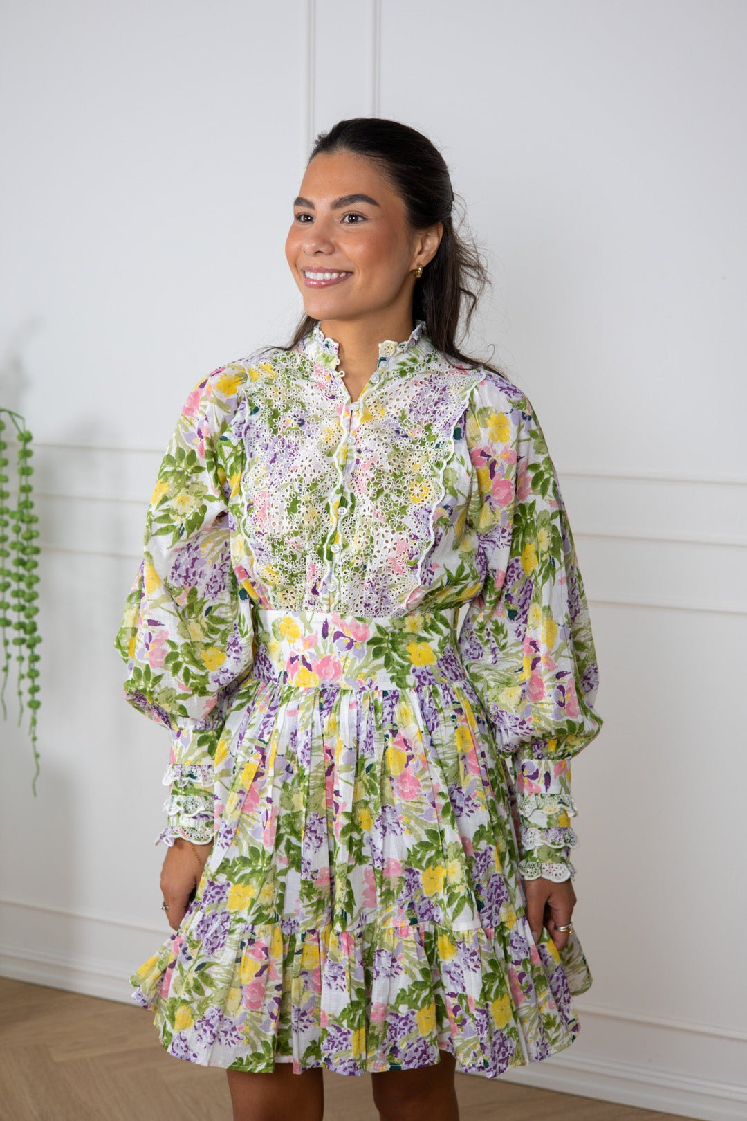 Cotton Slub Mini Dress Summer Lilacs | Kjoler | Smuk