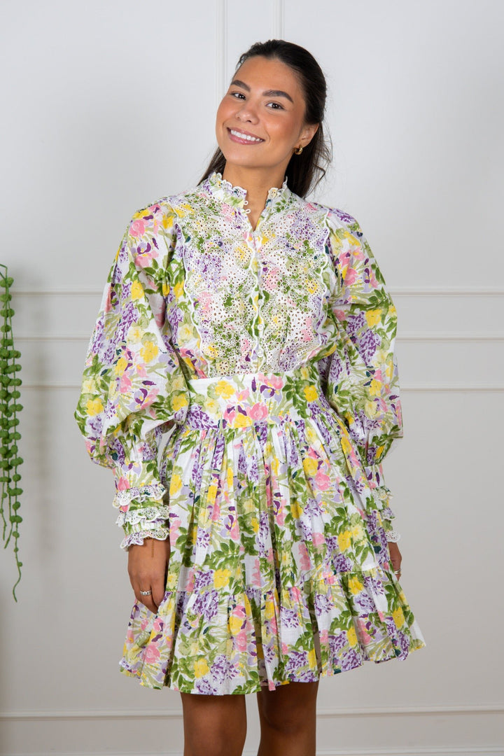 Cotton Slub Mini Dress Summer Lilacs | Kjoler | Smuk