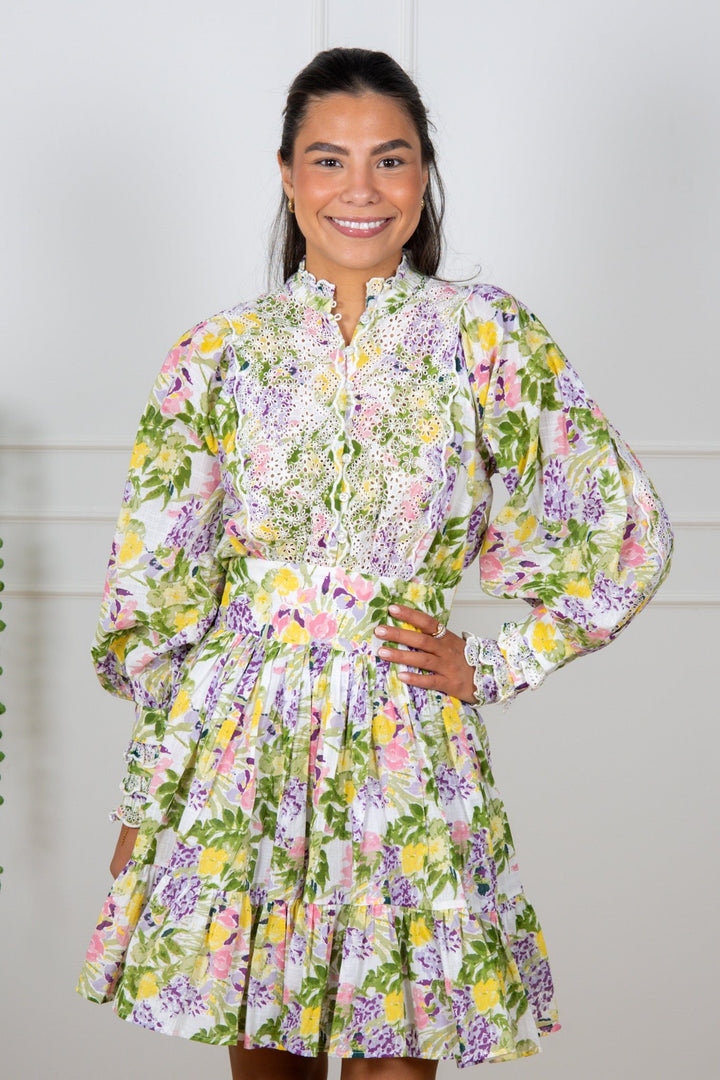 Cotton Slub Mini Dress Summer Lilacs | Kjoler | Smuk