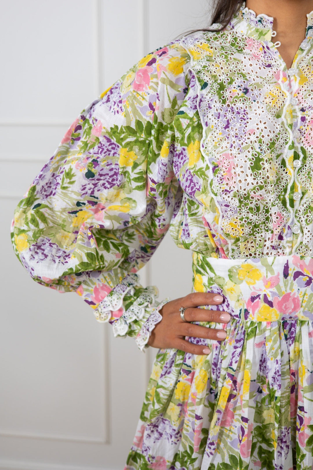 Cotton Slub Mini Dress Summer Lilacs | Kjoler | Smuk
