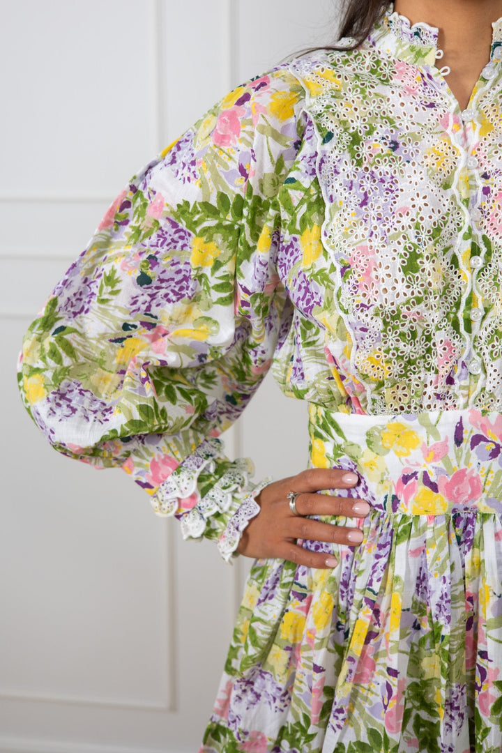 Cotton Slub Mini Dress Summer Lilacs | Kjoler | Smuk