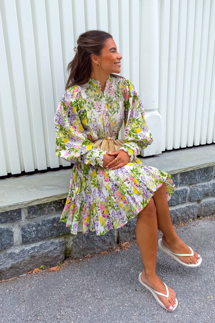 Cotton Slub Mini Dress Summer Lilacs | Kjoler | Smuk