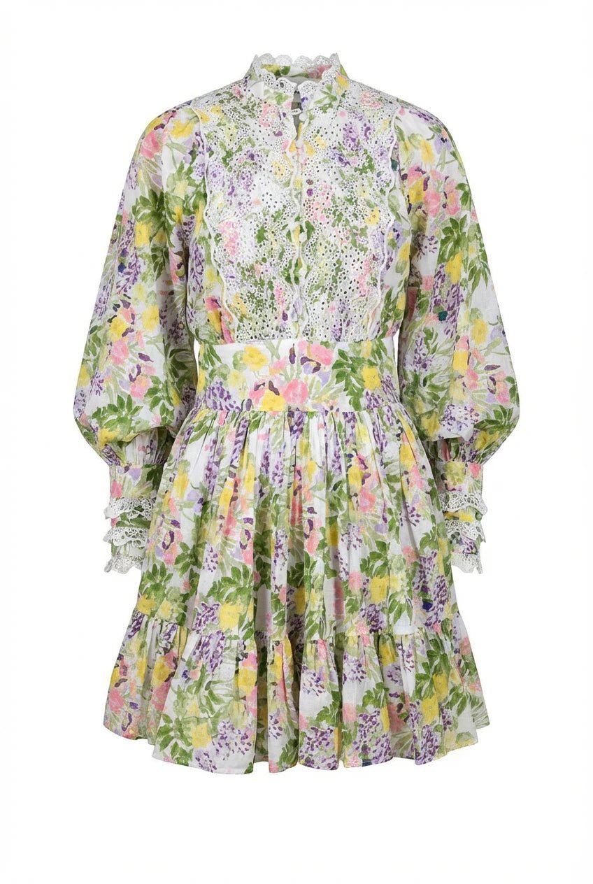 Cotton Slub Mini Dress Summer Lilacs | Kjoler | Smuk
