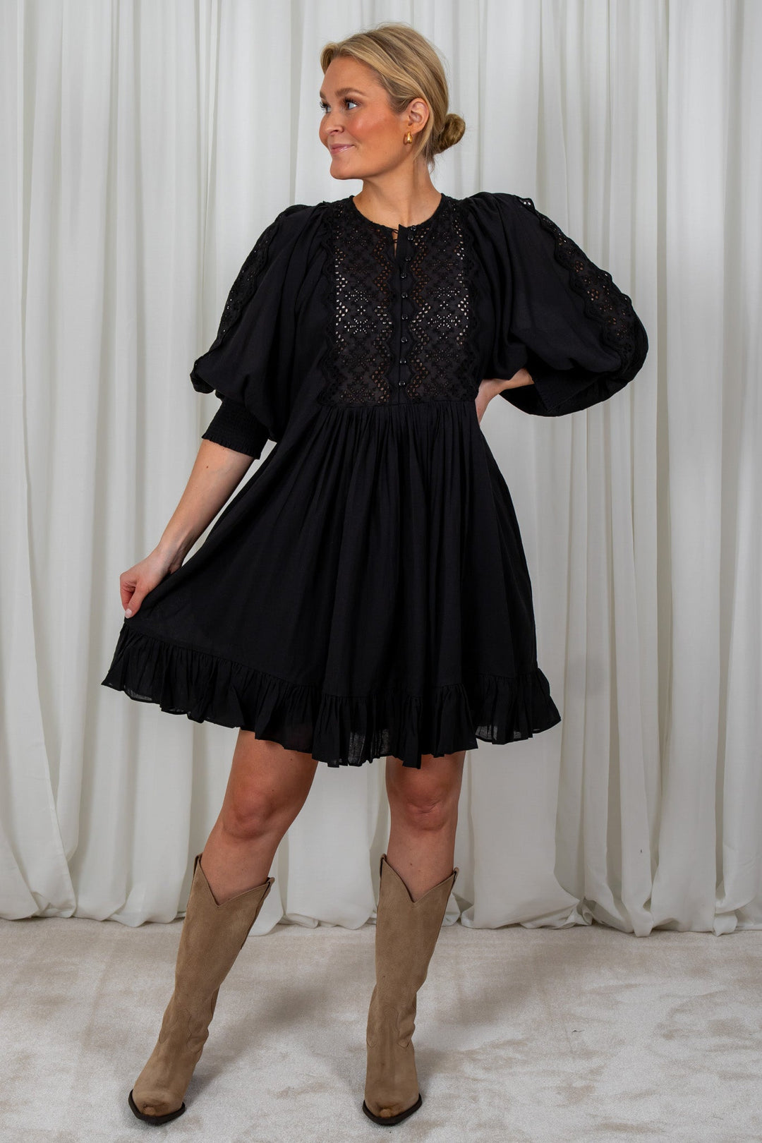 Cotton Slub Shift Dress Black | Kjoler | Smuk - Dameklær på nett