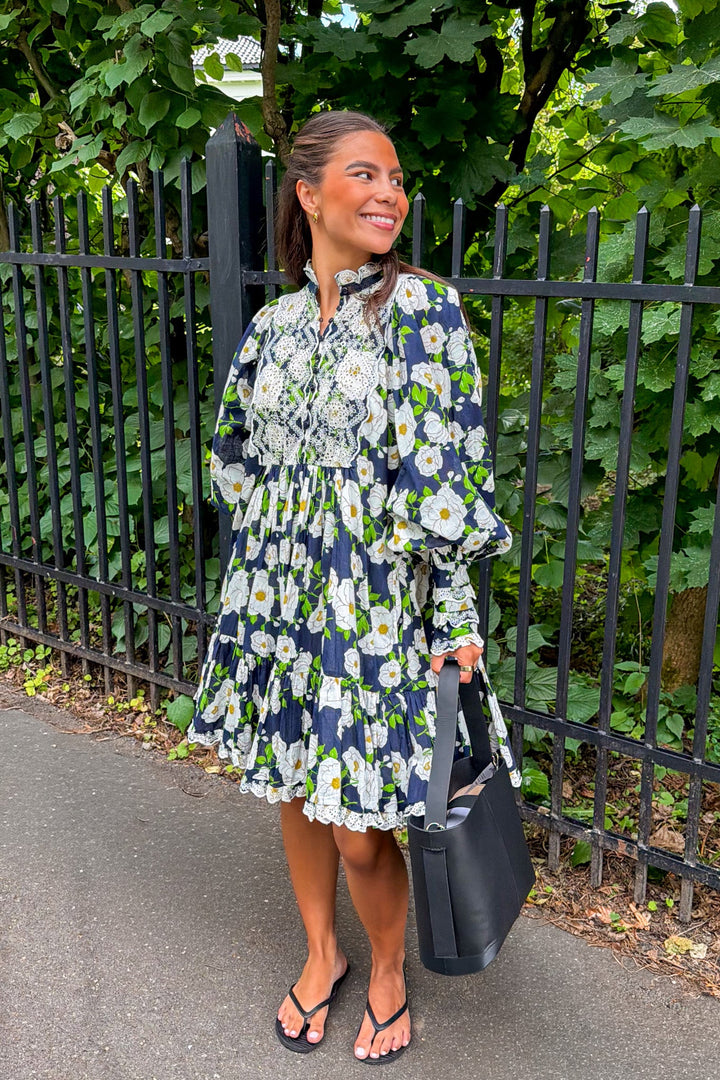 Cotton Slub Shift Dress Bright Garden | Kjoler | Smuk