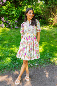 Cotton Slub Shift Dress Flora