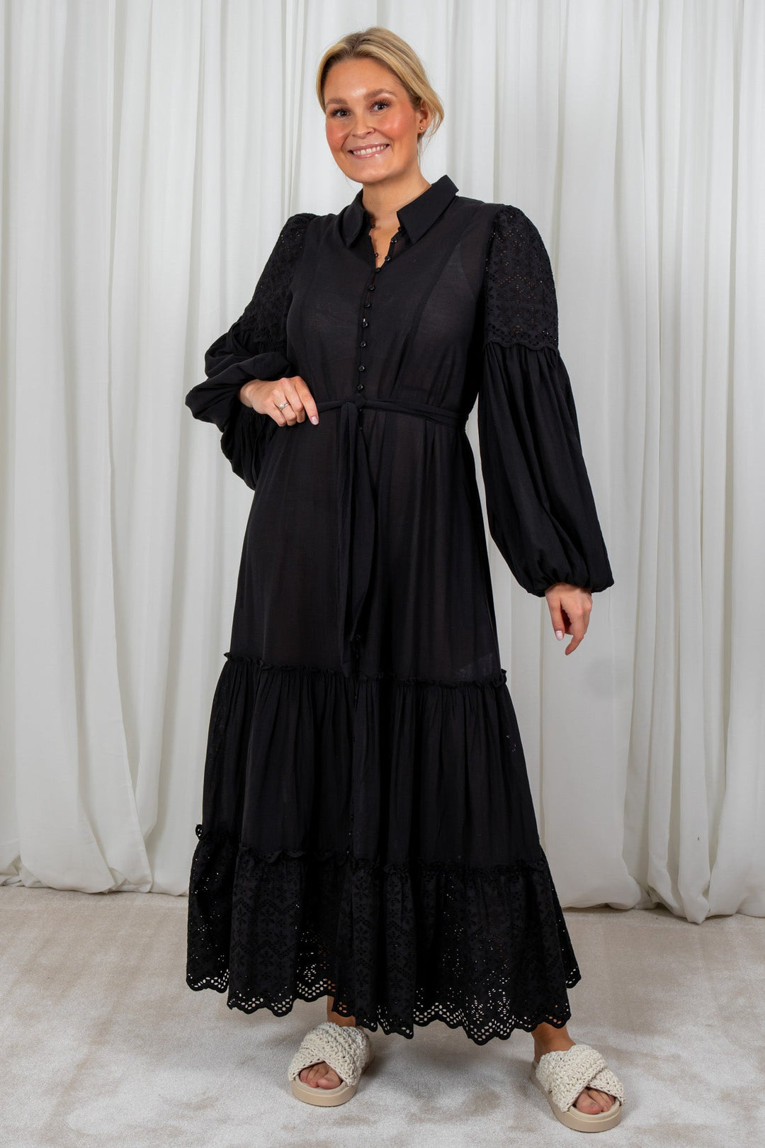 Cotton Slub Shirt Dress Black | Kjoler | Smuk - Dameklær på nett