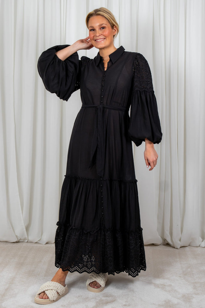 Cotton Slub Shirt Dress Black | Kjoler | Smuk - Dameklær på nett