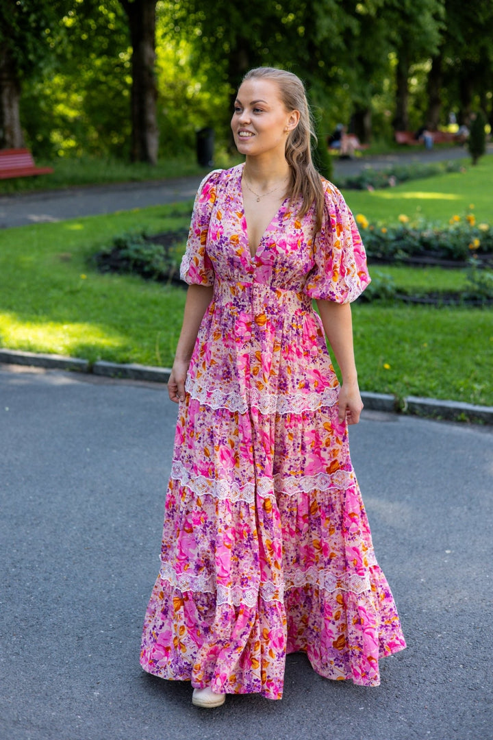 Cotton Slub Tiered Dress Hydrangea | Kjoler | Smuk - Dameklær på nett