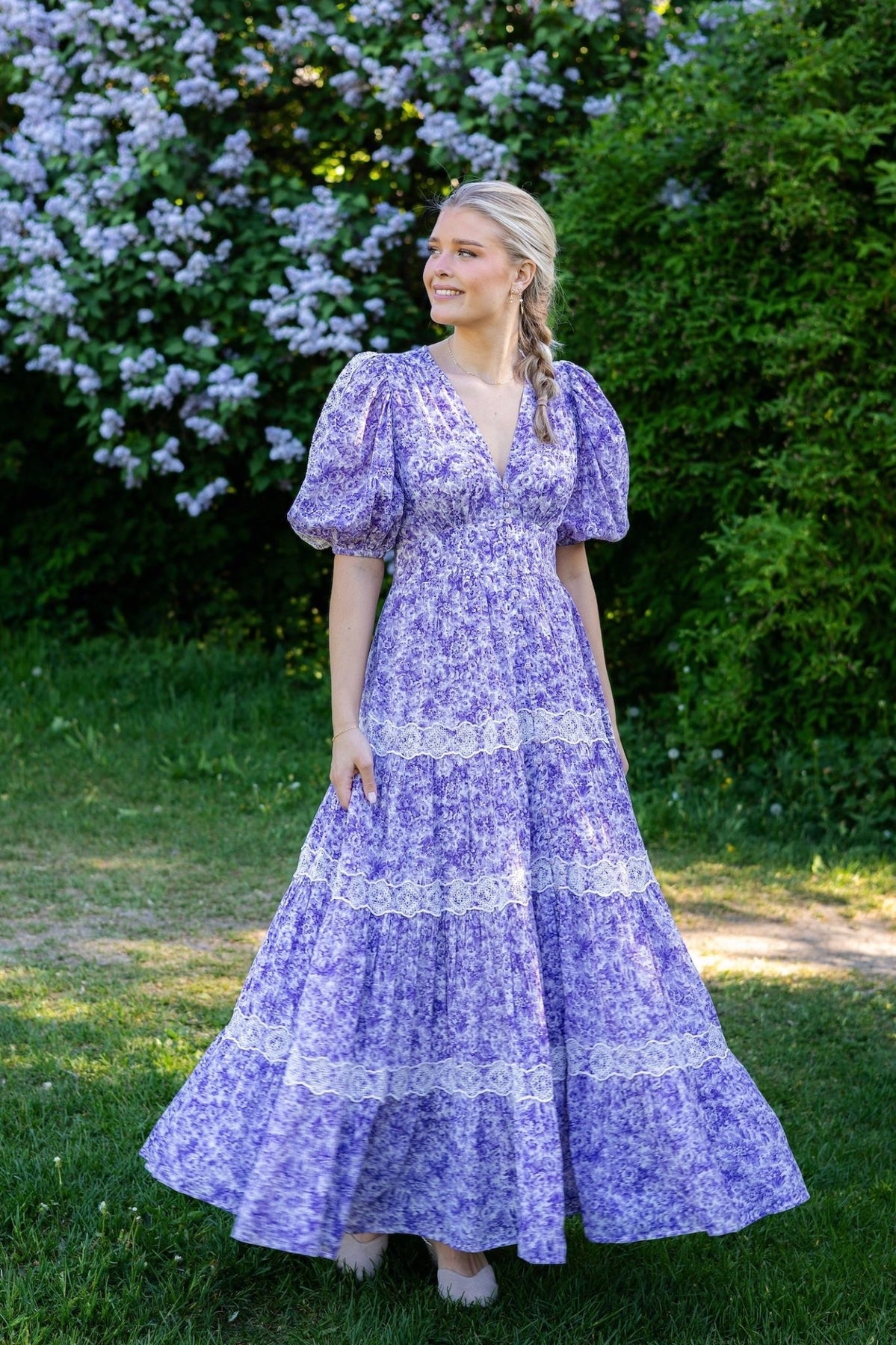 Cotton Slub Tiered Dress Purple Dream