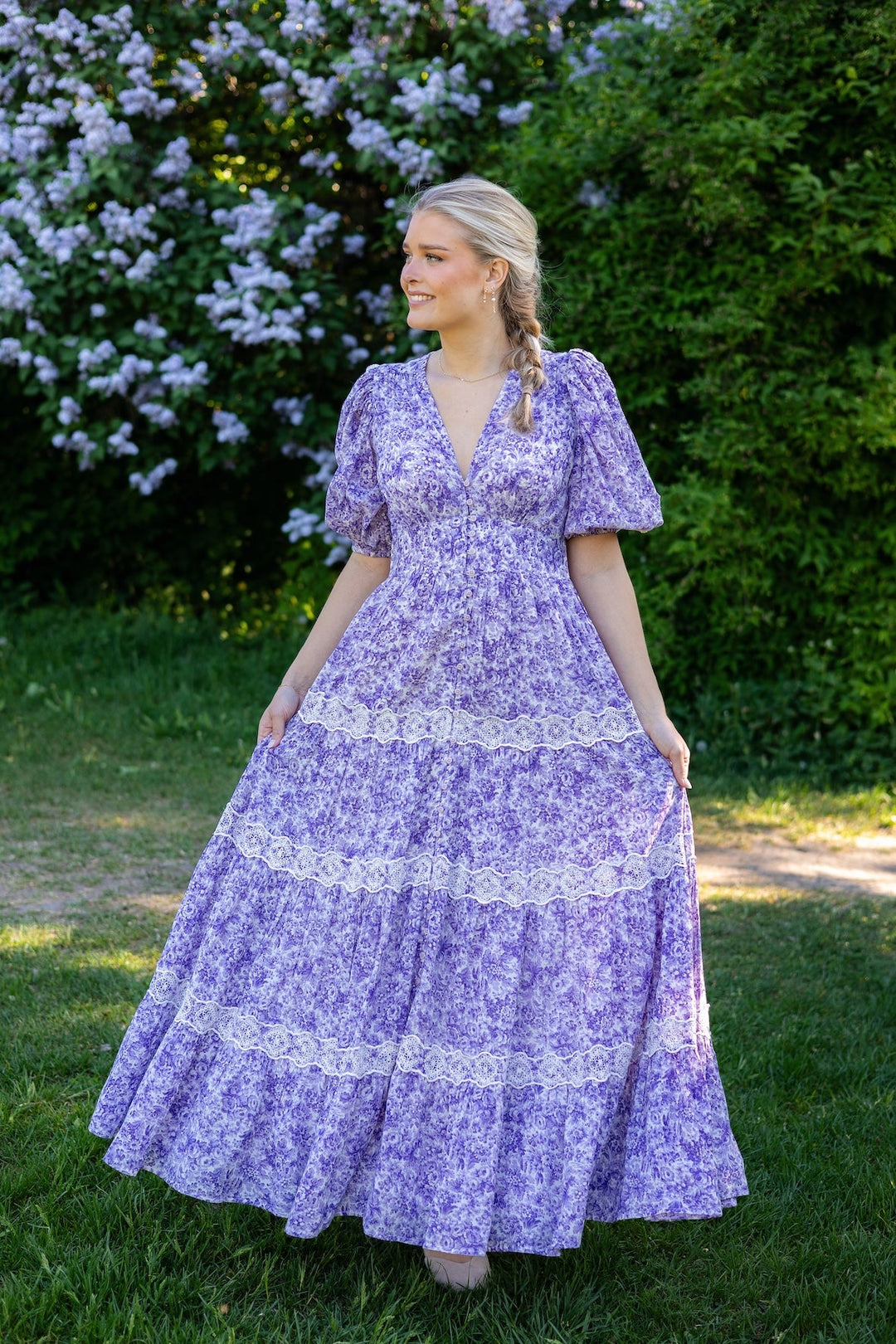 Cotton Slub Tiered Dress Purple Dream | Kjoler | Smuk - Dameklær på nett
