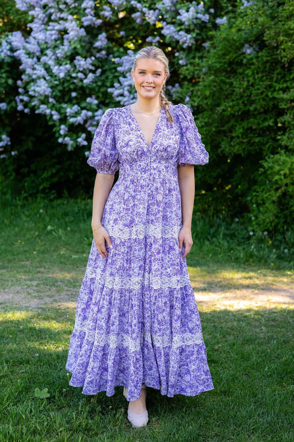 Cotton Slub Tiered Dress Purple Dream | Kjoler | Smuk - Dameklær på nett