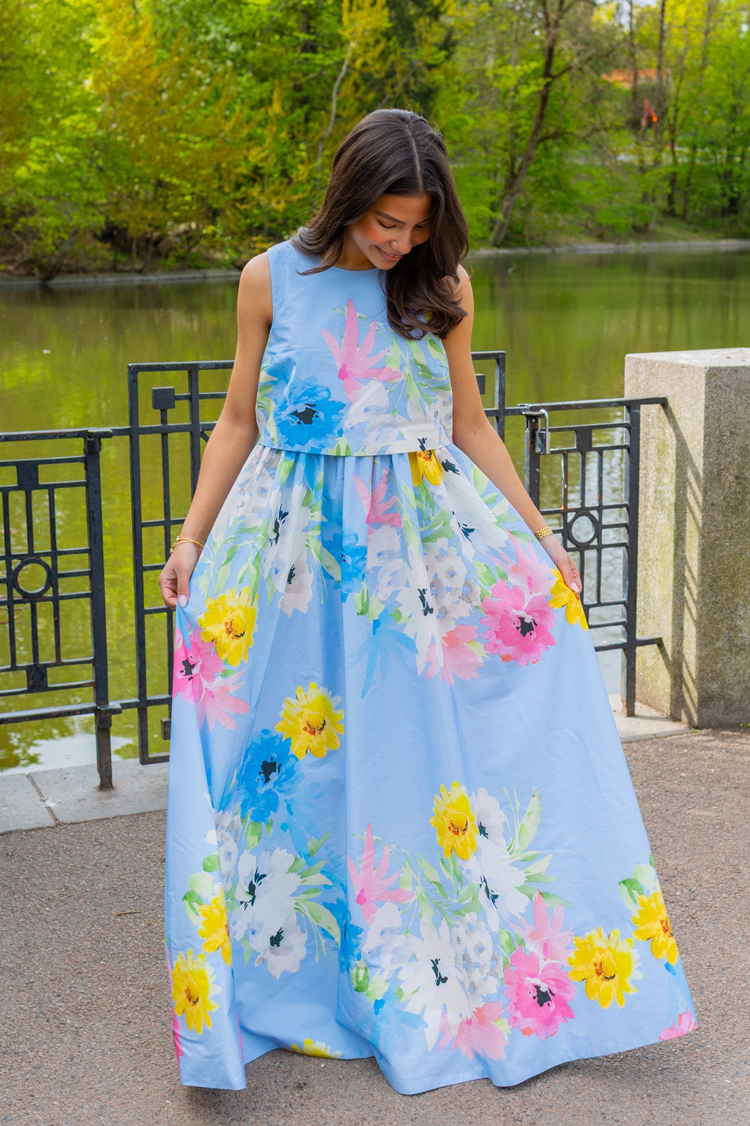Cotton Taffeta Maxi Dress Sky Breeze | Kjoler | Smuk