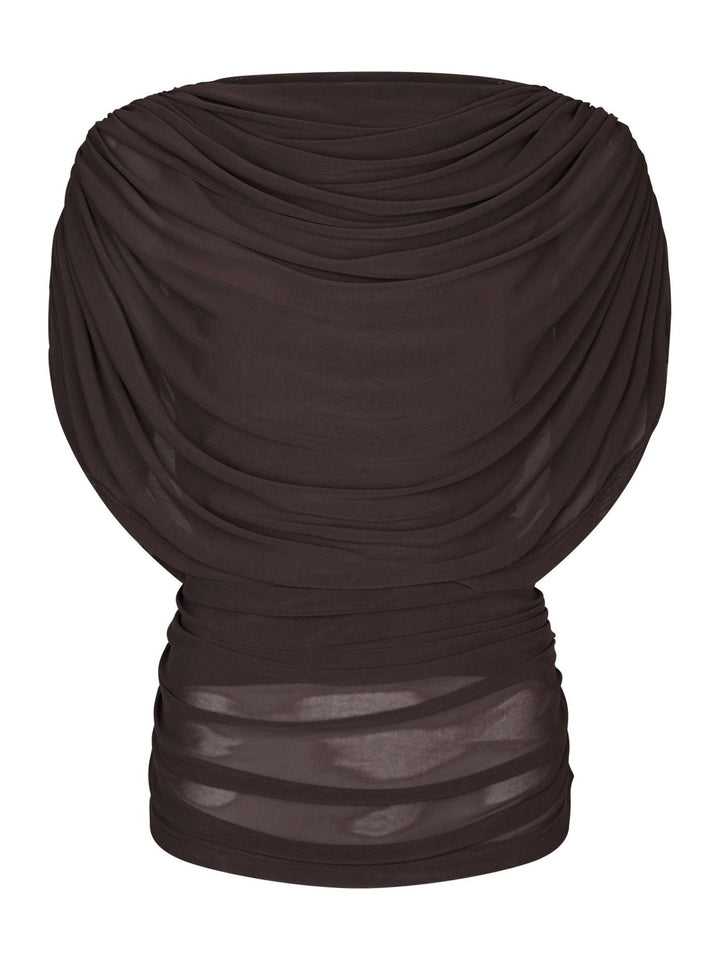 Cottuna Drapy Mesh Top Brown | Topper | Smuk