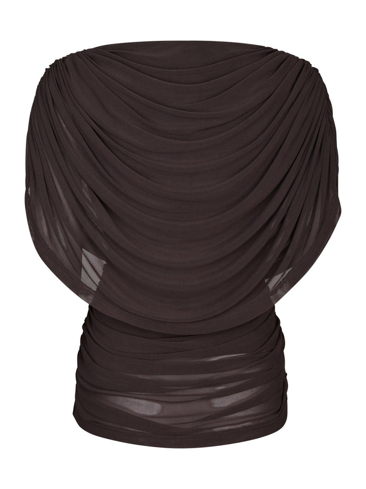 Cottuna Drapy Mesh Top Brown | Topper | Smuk