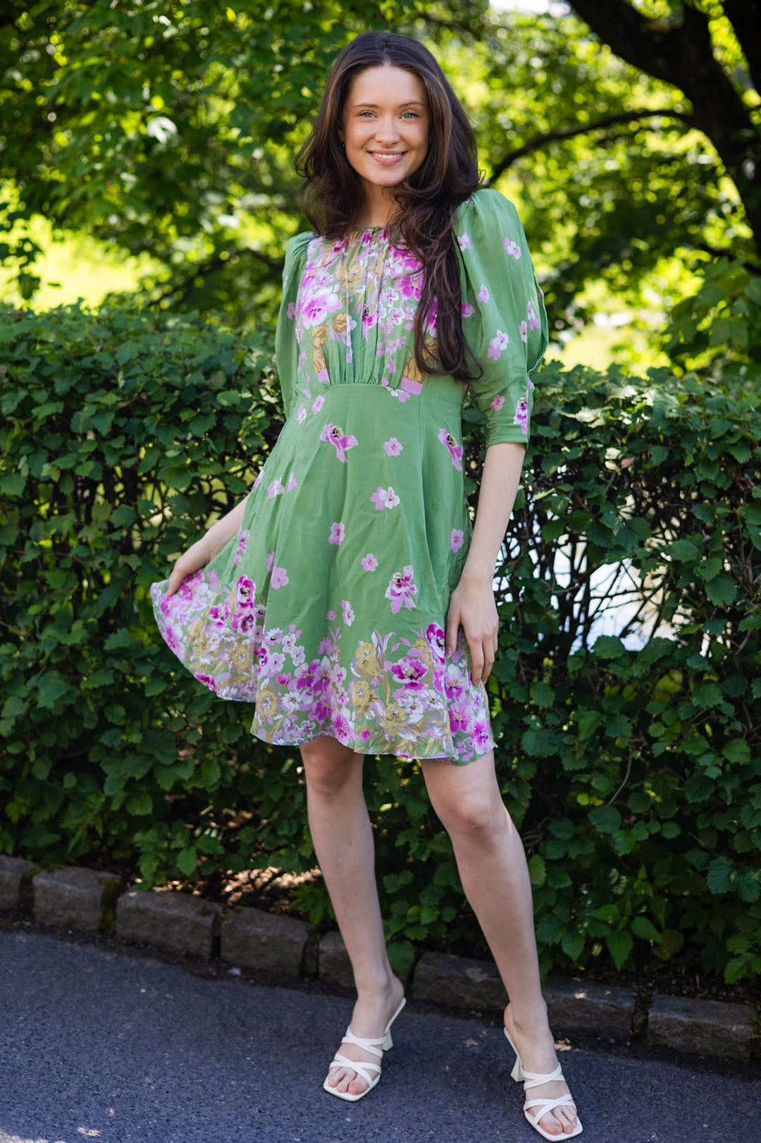 Crepe Mini Dress Green Field | Kjoler | Smuk - Dameklær på nett
