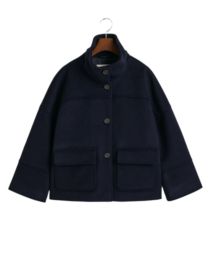 Cropped Wool Jacket Evening Blue | Yttertøy | Smuk - Dameklær på nett
