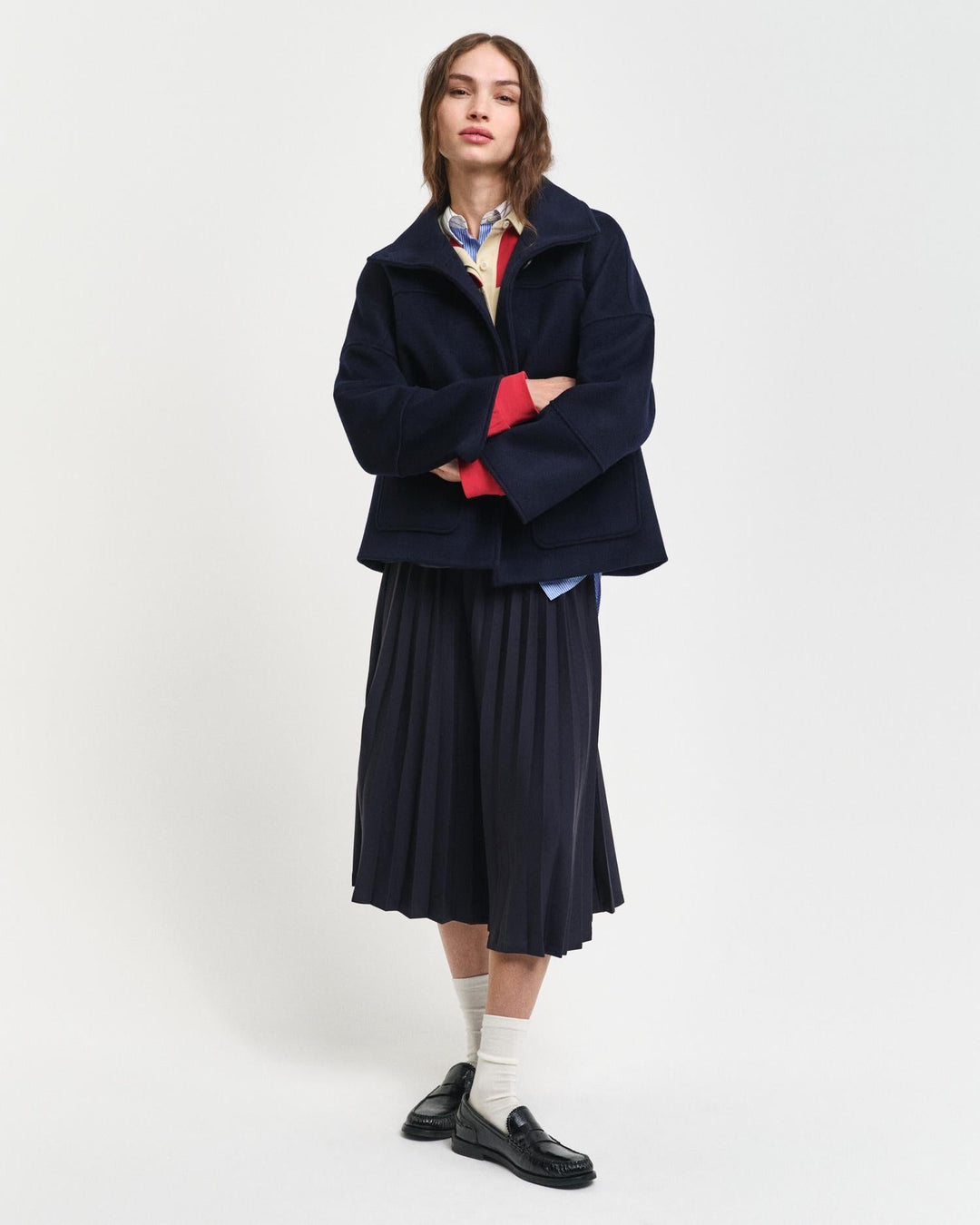Cropped Wool Jacket Evening Blue | Yttertøy | Smuk - Dameklær på nett