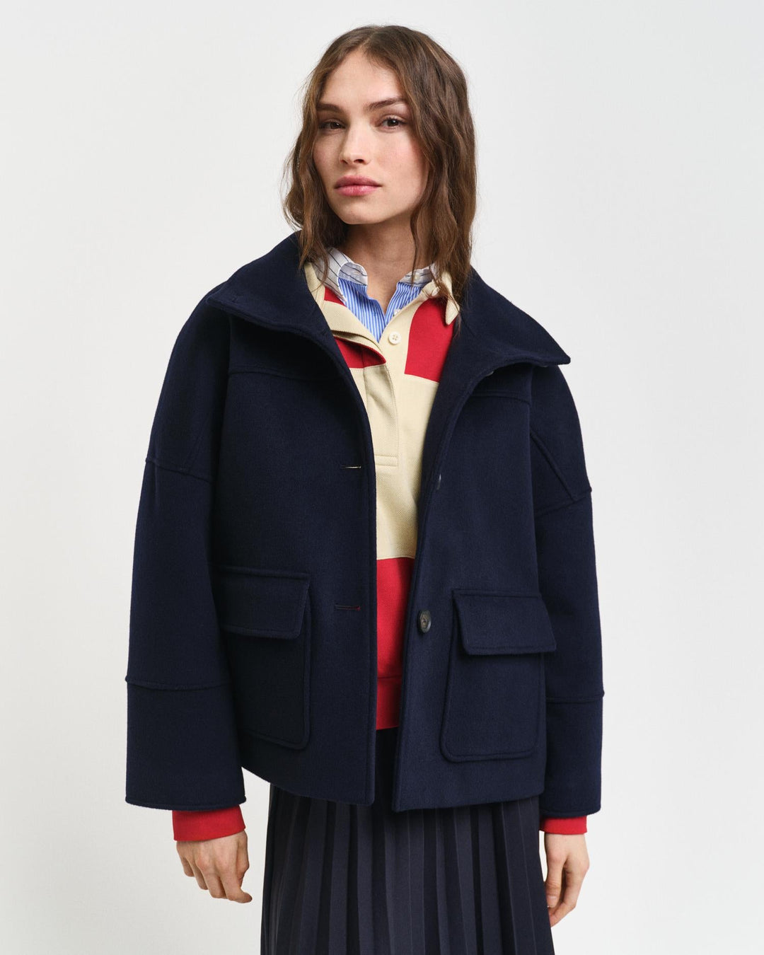 Cropped Wool Jacket Evening Blue | Yttertøy | Smuk - Dameklær på nett