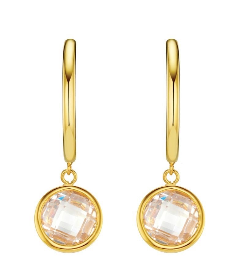 Crystal Drop Mid - Size Hoop Earrings Pale Gold | Accessories | Smuk