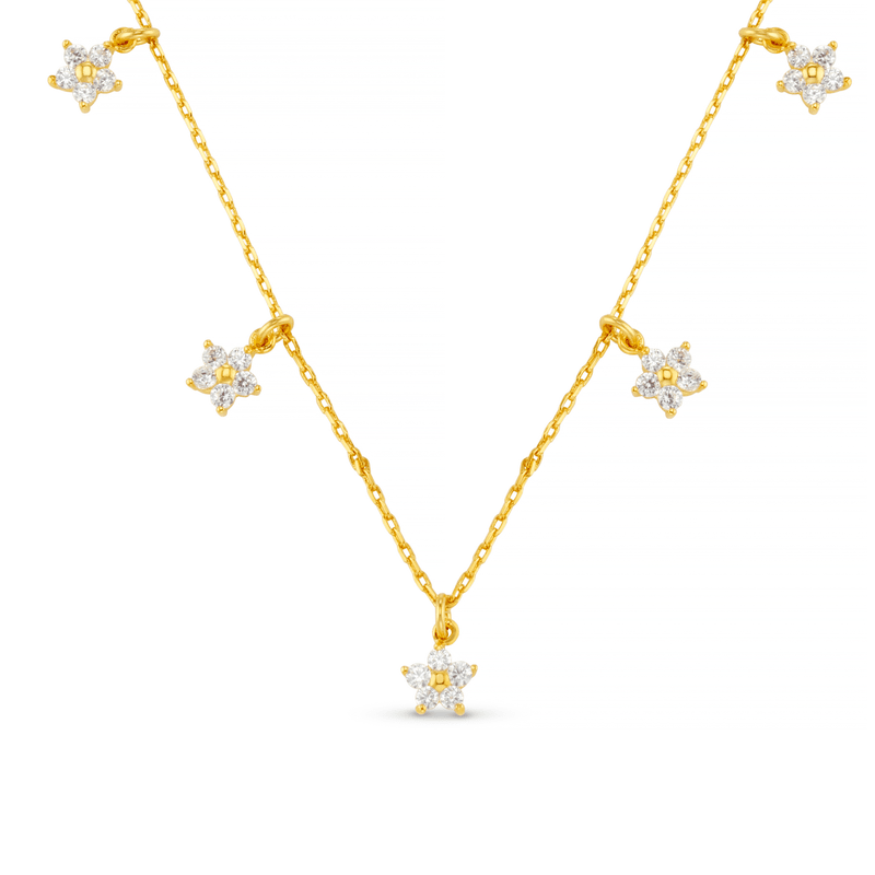 Crystal Flower Multi Drop Necklace Pale Gold | Accessories | Smuk