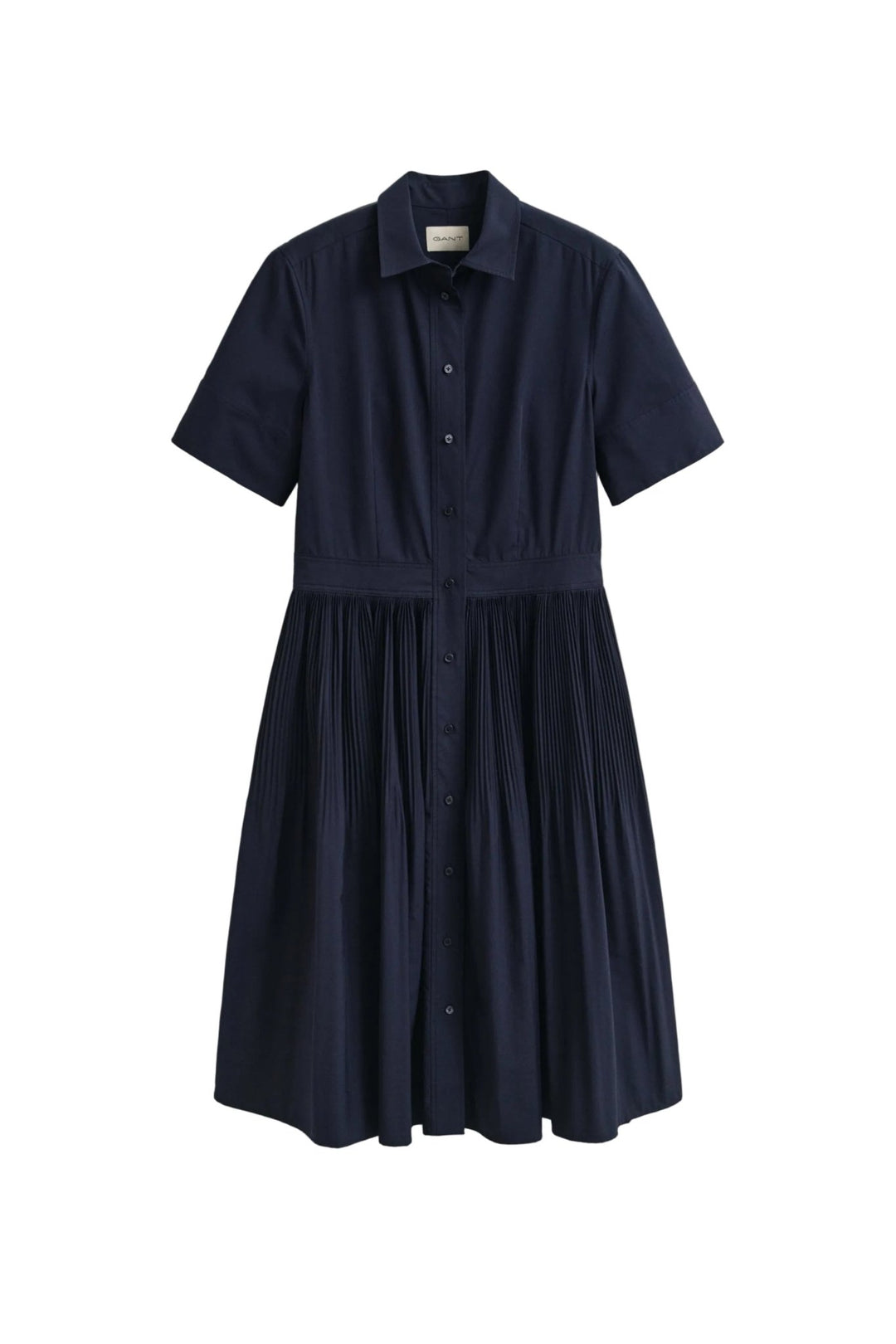 GANT - Ctn Pleated Ss Shirt Dress Evening Blue - Smuk GANT - Ctn Pleated Ss Shirt Dress Evening Blue - Smuk