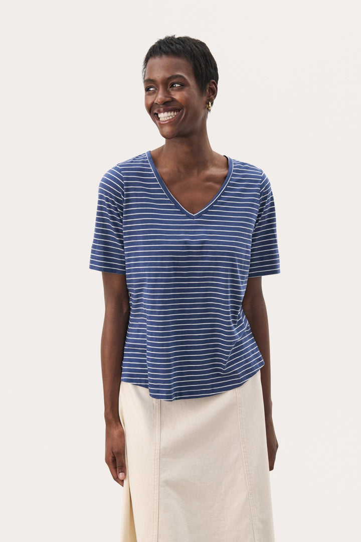 Curliapw T-Shirt Oceana Eggnog Stripe | Topper | Smuk - Dameklær på nett