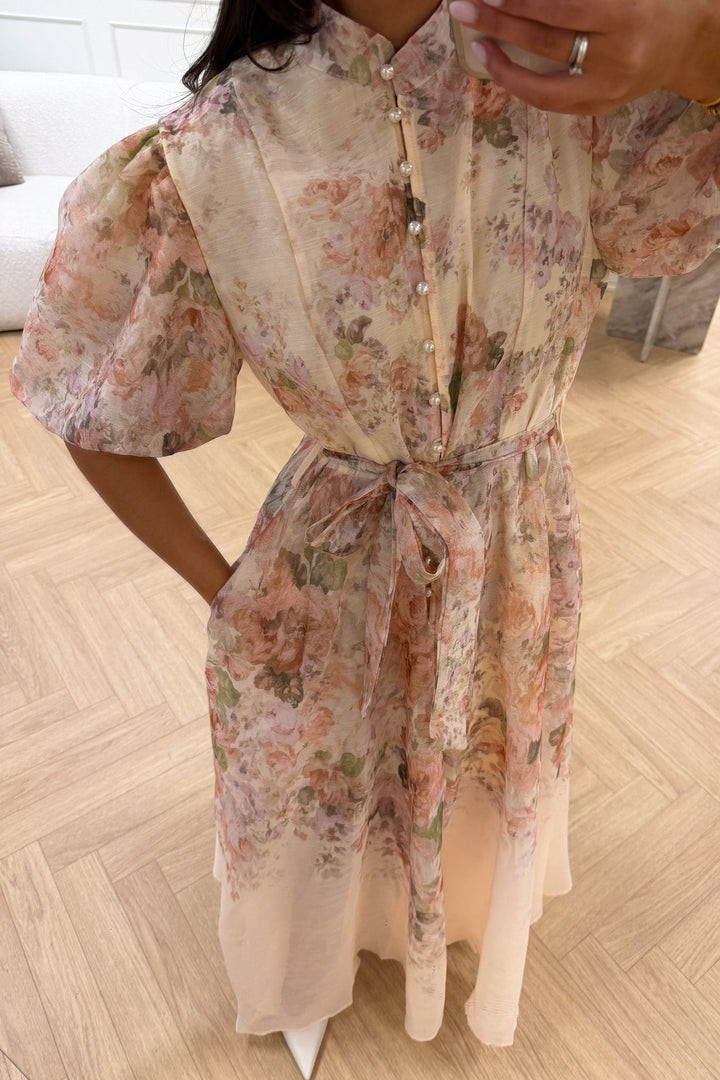 Daisy Midi Dress Beige | Kjoler | Smuk