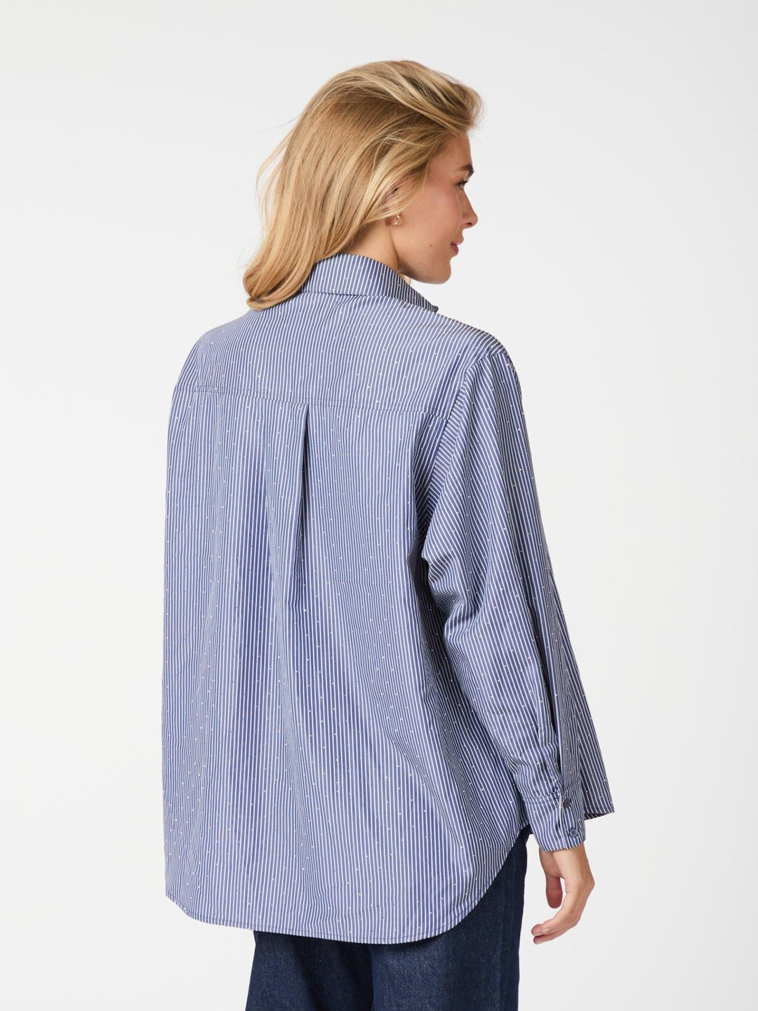 Dalma B Stripe Stone Shirt Dark Blue | Skjorter og bluser | Smuk - Dameklær på nett