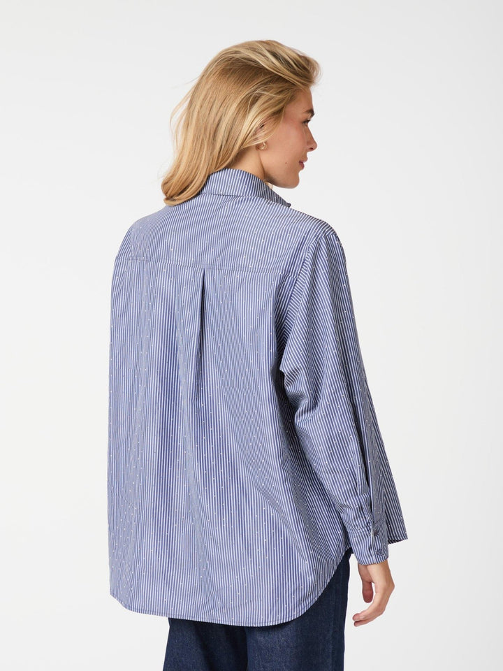 Dalma B Stripe Stone Shirt Dark Blue | Skjorter og bluser | Smuk - Dameklær på nett