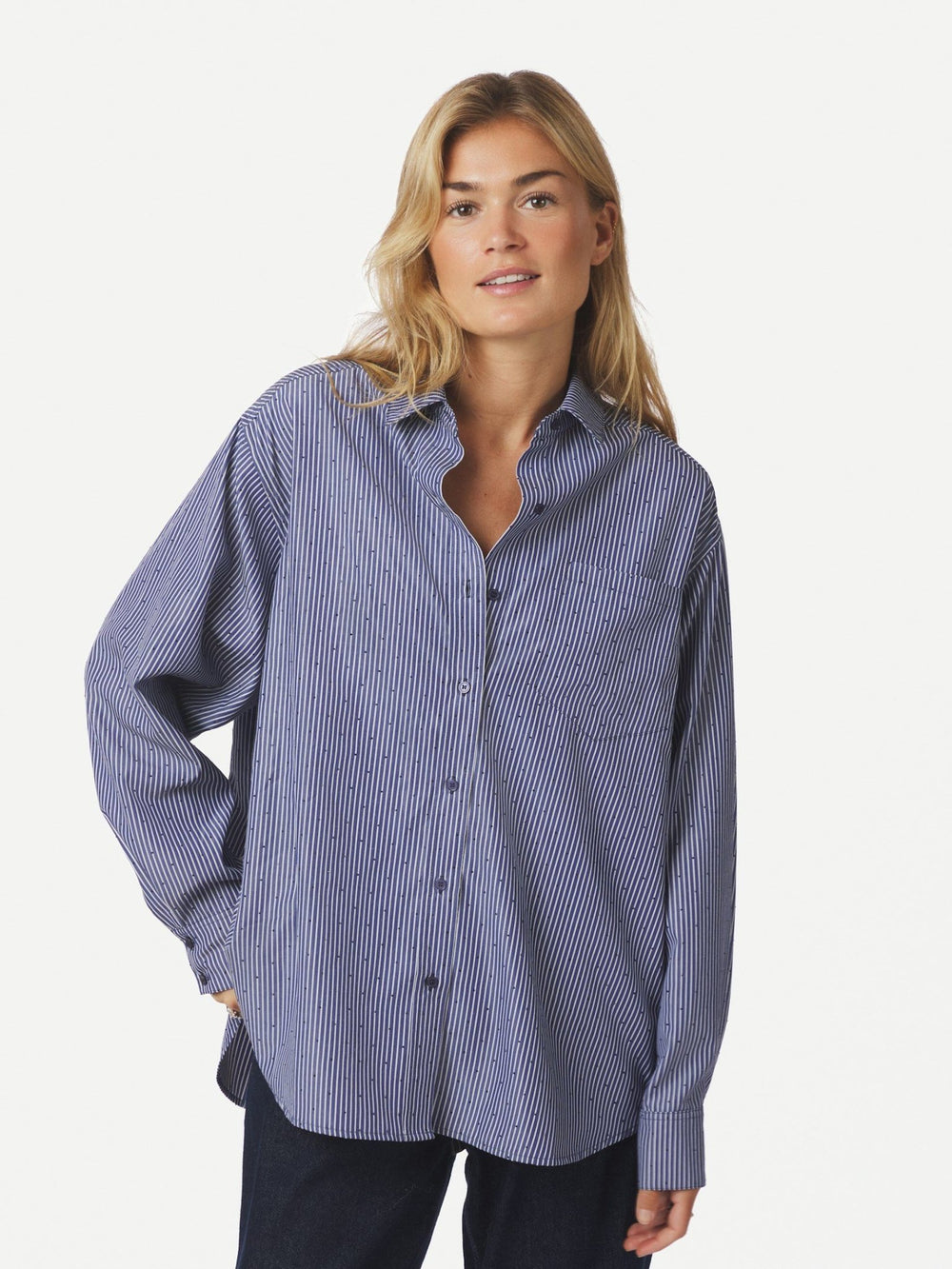 Dalma B Stripe Stone Shirt Midnight Blue | Skjorter og bluser | Smuk - Dameklær på nett