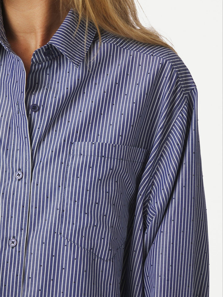 Dalma B Stripe Stone Shirt Midnight Blue | Skjorter og bluser | Smuk - Dameklær på nett