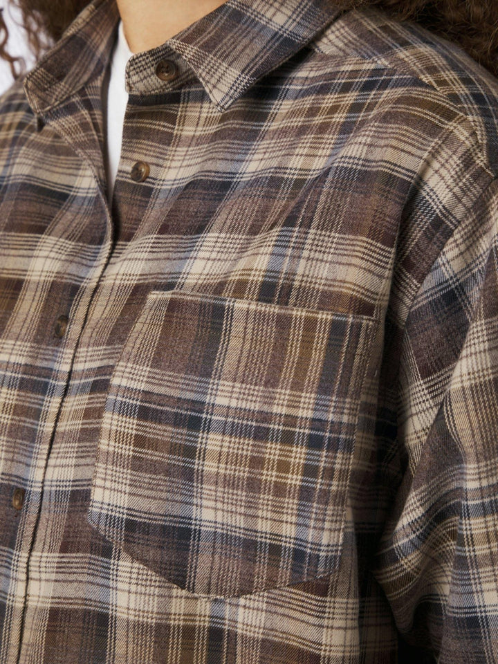 Dalma Flannel Check Shirt Dark Taupe | Skjorter og bluser | Smuk