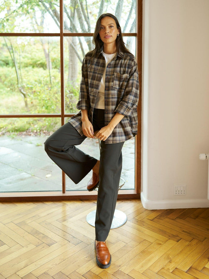 Dalma Flannel Check Shirt Dark Taupe | Skjorter og bluser | Smuk