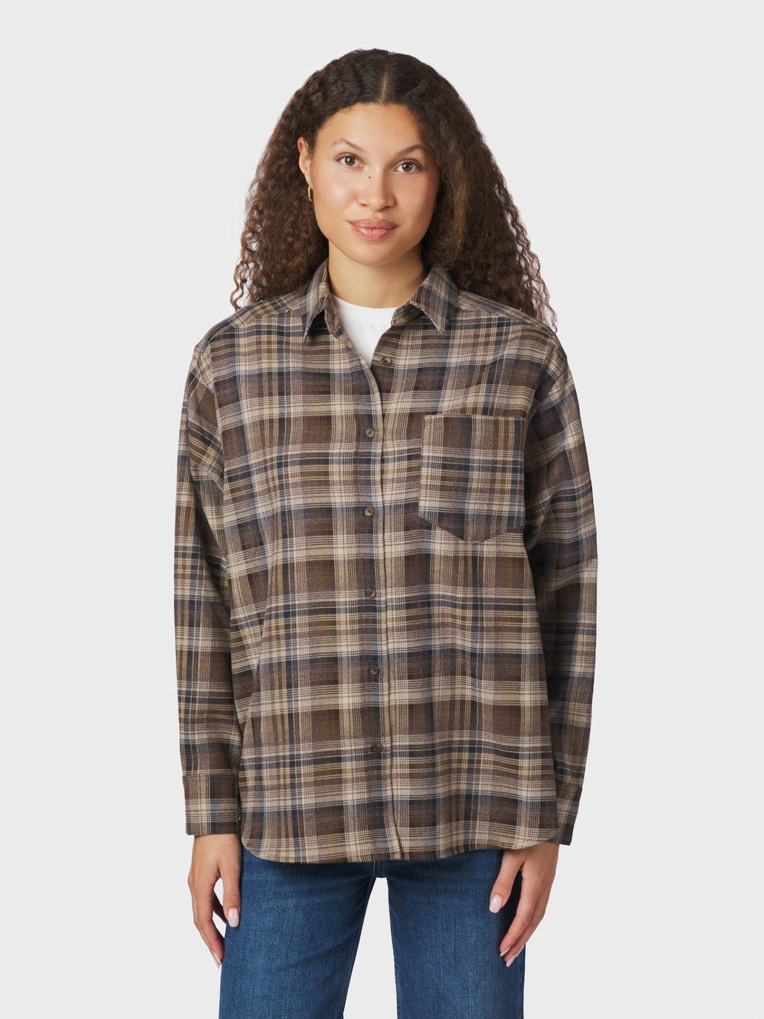 Dalma Flannel Check Shirt Dark Taupe | Skjorter og bluser | Smuk