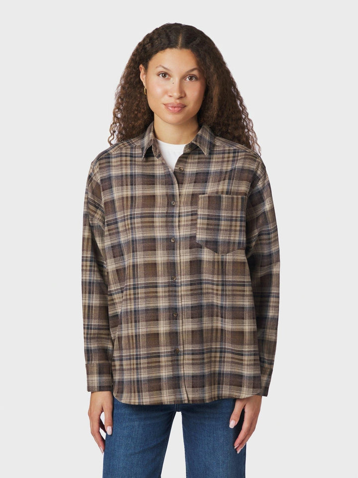 Dalma Flannel Check Shirt Dark Taupe | Skjorter og bluser | Smuk