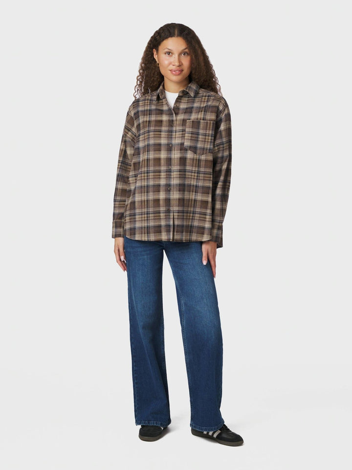Dalma Flannel Check Shirt Dark Taupe | Skjorter og bluser | Smuk