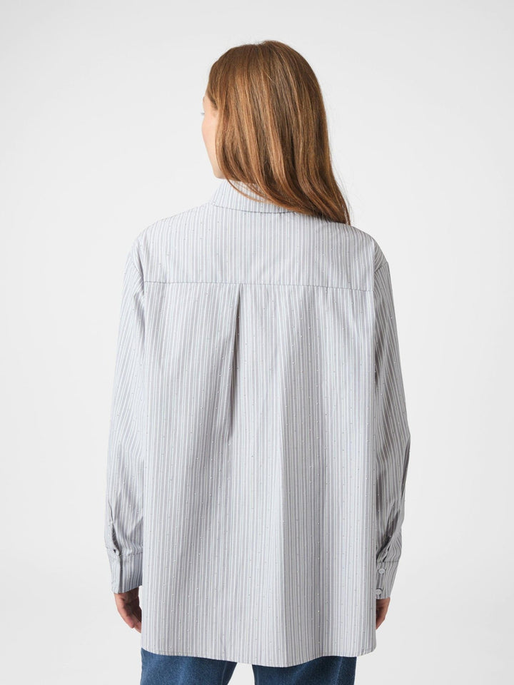 Dalma Stripe Stone Shirt Light Grey | Skjorter og bluser | Smuk - Dameklær på nett